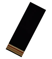 Black Woven Chirala Cotton Saree With Contrast Border-CR1401