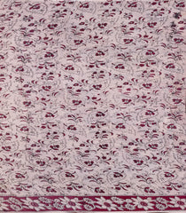 Maroon Woven Kalamkari Cotton Saree With Printed Motifs-KAL1157