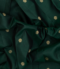 Bottle Green Kanchipuram Silk Saree With Floral Buttas-KA14943