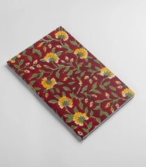 Maroon 9 X 6 Inch Bagru Dabu Block Printed 96 Page Handmade Notebook-ACS1019