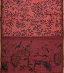 Peach Printed Art Chanderi Cotton Saree With Zari Border-SY0470
