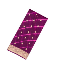 Dark Purple Woven Organza Saree With Tie & Dye Motifs -KS1051