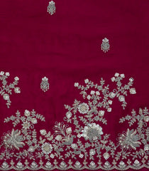 Magenta Woven Synthetic Blended Saree With Embroidered Motifs-EN1985