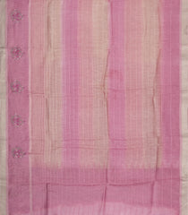 Dusty Pink Handloom Linen Saree With Embroidered Floral Motifs-LI0771