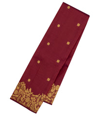 Maroon Handloom Kanchipuram Silk Saree With Zari Buttas-KA15285