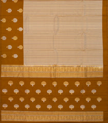 Taupe Handloom Soft Silk Saree With Stripes & Contrast Border-SO4021