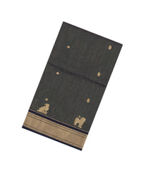 Bottle Green Handloom Soft Silk Cotton Saree With Zari Checks & Buttas-SC4439
