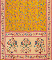 Mustard Printed Blended Viscose Saree With Position Printed Floral Motifs-BL5989
