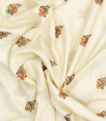 White Printed Blended Viscose Saree With Position Printed Floral Motifs-BL5987