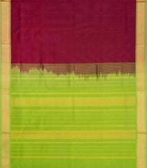 Crimson Handloom Silk Cotton Saree With Contrast Zari Border-SC4635