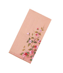 Light Peach Printed Tussar Silk Saree With Floral Motifs-TU3462