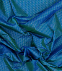 Blue Handloom Kanchipuram Silk Saree With Checks & Contrast Border-KA16410