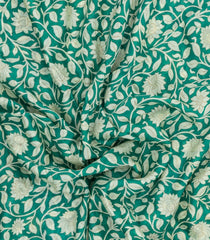 Green Printed Chanderi Cotton Saree With Floral Motifs-CC1744