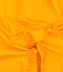 Yellow Handloom Kanchipuram Silk Saree With Checks & Thread Work Border-KA15119