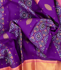Purple Handloom Korvai Kanchipuram Silk Saree With Tie & Dye Motifs-KA13345
