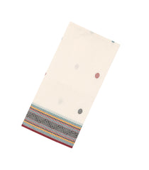 Off White Handloom Bengal Cotton Saree With Kamalam Buttas-BG1665
