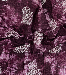 Burgundy Printed Jaipur Cotton Saree With Abstract Motifs-JC1526