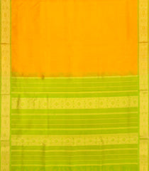 Mustard Handloom 9 Yards Silk Cotton Saree With Contrast Border-SC4693
