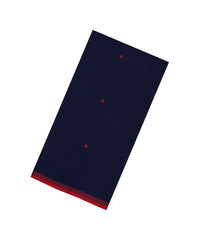 Midnight Blue Handloom Bengal Cotton Saree With Coin Buttas-BG1760