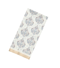 White Printed Synthetic Kotha Silk Saree With Zari Border-SY0033