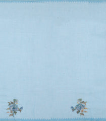 Light Blue Woven Linen Saree With Embroidered Tree Motifs-LI0757