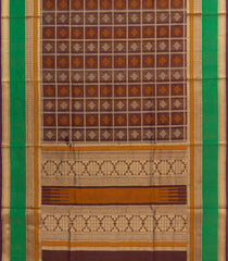 Brown Handloom Silk Cotton Saree With Checks-SC4281