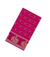 Hot Pink Printed Synthetics Dola Saree Zari Stripes & Buttas-BL5279
