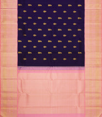 Dark Purple Handloom Korvai Kanchipuram Silk Saree With Zari Buttas-KA16703