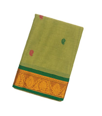 Cardamom Green Woven Chettinad Cotton Saree With Mango Buttas