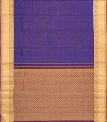 Dark Blue Handloom Kanchipuram Silk Saree With Zari Checks -KA14433