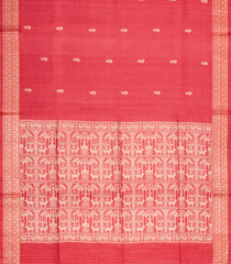 Peach Woven Tussar Silk Saree With Tribal Motifs-TU3496