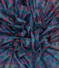 Blue Woven Synthetic Manipuri Saree With Printed Floral Motifs-BL4163