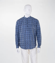 Steel blue short kurta with Jaipur print-EW1109