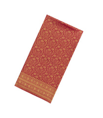 Crimson Woven Art Dupion Saree With Floral Zari Motifs-BL5865