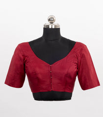 Maroon Blended Silk Ready Made Blouse With V Neck and Front Open Style-RB5222