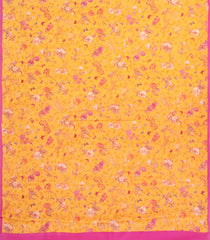 Mango Yellow Printed Crepe Silk Saree With Floral Motifs-PS0914