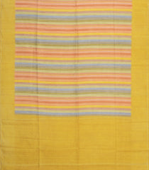 Mustard Printed Synthetic Tussar Silk Saree With Multi Colour Stripes-SY0528