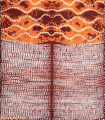Peach Printed Chanderi Cotton Saree With Tie & Dye Motifs-CC1373