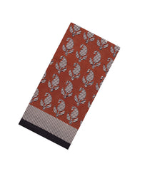 Rust Printed Jaipur Cotton Saree With Floral Motifs-JC1722
