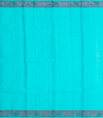 Turquoise Handloom Kanchipuram Silk Saree With Silk Thread Buttas-KA13147