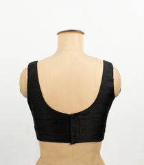 Black Spun Cotton Readymade Co-Ord Blouse With Side String Shaper & SleevelessRB5194