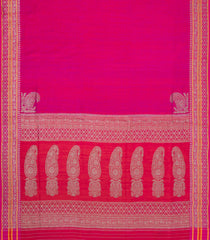 Hot Pink Handloom Banarasi Raw Silk Saree With Stripes & Meena Border-BE1901