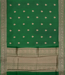 Dark Green Woven Pure Organza Silk Saree With Zari Buttas-KS1083