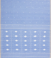 Light Blue Handloom Bengal Cotton Saree With Coin Buttas-BG1664