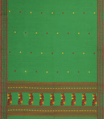 Light Green Handloom Bengal Cotton Saree With Meena Buttas-BG1773