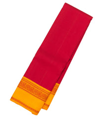 Red Handloom Korvai Kanchipuram Silk Saree With Silk Thread Work Border-KA13225