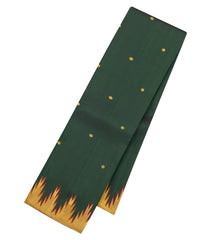Bottle Green Handloom Kanchipuram Silk Saree With Buttas & Temple Border-KA16182