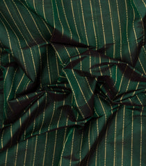 Dark Green Handloom Silk Cotton Saree With Zari Stripes-SC4363