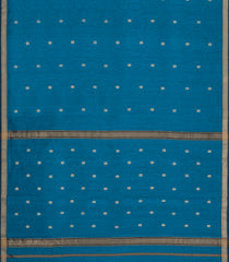 Cyan Handloom Maheswari Silk Cotton Saree With Floral Buttas-SC4960