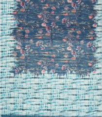Navy Blue Woven Art Kota Silk Saree With Printed Floral Motifs-BL3750